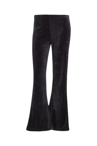 Fluwelen Flare Broek met Hoge Taille - Zwart
