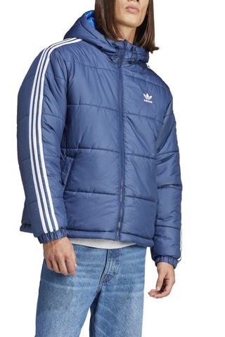 Dubbelzijdige Gewatteerde Jas met Capuchon Marineblauw