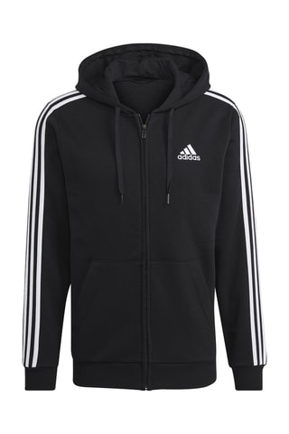 Jasje met Capuchon Essentials Fleece 3-Stripes Full-Zip - Zwart