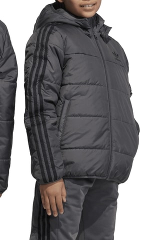 Gewatteerde Jas met Capuchon Adicolor - Zwart