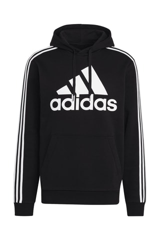 Sweater met Capuchon Essentials Fleece 3-Stripes Logo - Zwart
