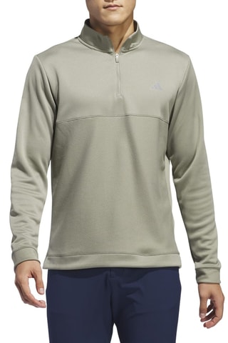 Golftrui Textured Q Zip - Grijs