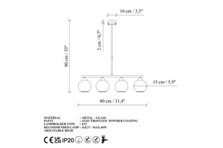 Suspension Benek - Noir - 4 x 40 W
