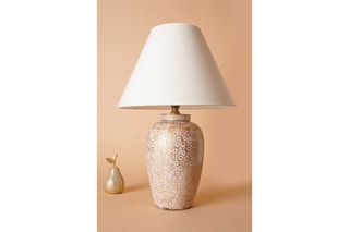 Lampe à poser en céramique - Blanc et doré