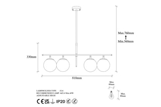 Suspension Roe - Doré et blanc