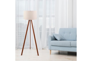 Lampadaire trépied Ayd - Ecru et marron