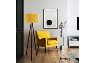 Lampadaire trépied - Jaune et marron