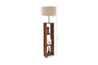 Lampadaire-bibliothèque Ayd-2821 - Beige et imitation bois