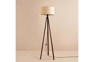 Lampadaire trépied en bois - Crème et naturel