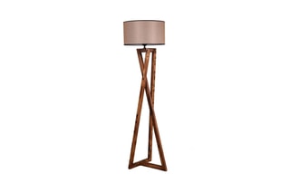 Lampadaire en bois - Naturel et taupe