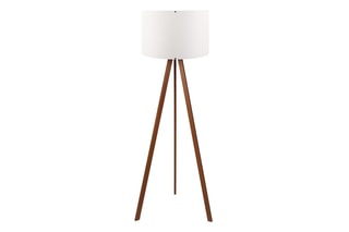 Lampadaire trépied - Imitation bois foncé et blanc