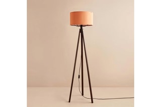 Lampadaire trépied en bois - Orange et marron