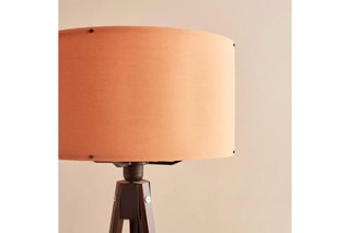 Lampadaire trépied en bois - Orange et marron
