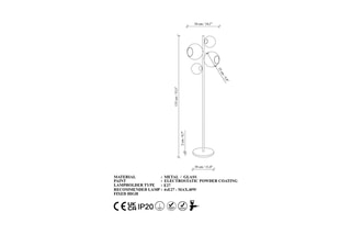 Lampadaire Benek - Noir - 4 x 40 W