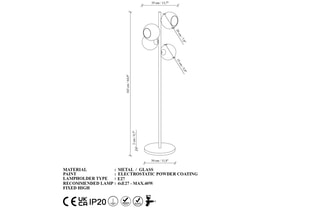 Lampadaire Benek - Doré - 4 x 40 W