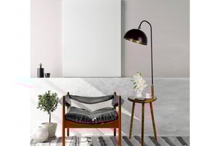 Lampadaire - Noir et naturel