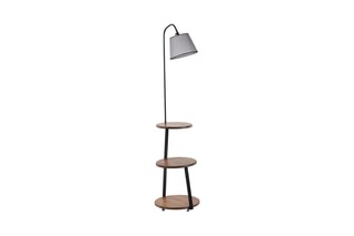 Lampadaire avec étagère en bois de hêtre Sorti 8743-4 - Naturel et noir