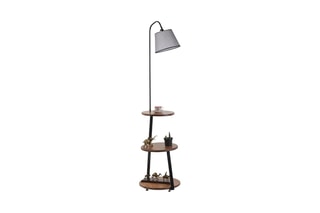 Lampadaire avec étagère en bois de hêtre Sorti 8743-4 - Naturel et noir