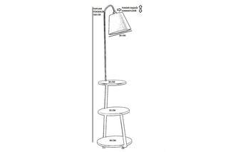 Lampadaire avec étagère en bois de hêtre Sorti 8743-4 - Naturel et noir