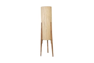 Lampadaire trépied en bois Navas - Naturel et beige