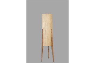 Lampadaire trépied en bois Navas - Naturel et beige