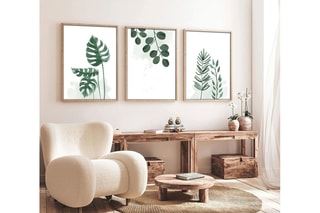 3 tableaux Huhu193 - Vert et blanc - 70 x 50 cm