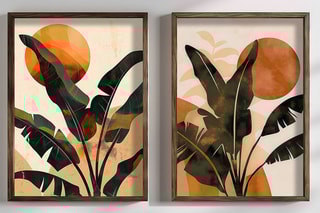 2 peintures décoratives encadrées en MDF Danielle - 70 x 50 cm 