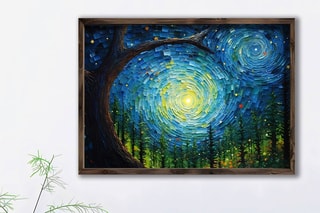 Peinture décorative encadrée en MDF Églantine - 50 x 70 cm