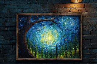 Peinture décorative encadrée en MDF Églantine - 50 x 70 cm