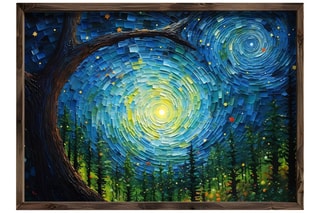 Peinture décorative encadrée en MDF Églantine - 50 x 70 cm