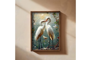 Peinture décorative encadrée en MDF Yves - 50 x 70 cm