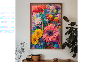 Peinture décorative encadrée en MDF Valentine - 50 x 70 cm