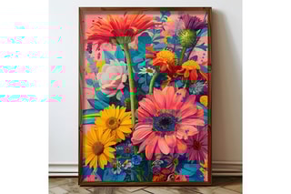 Peinture décorative encadrée en MDF Valentine - 50 x 70 cm