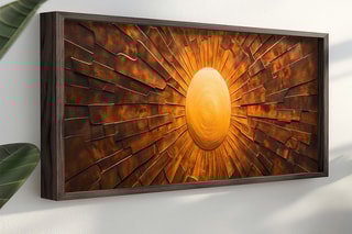 Peinture décorative encadrée en MDF Fleur2 - 120 x 40 cm