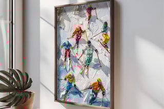 Peinture décorative encadrée en MDF Geneviève2 - 50 x 70 cm