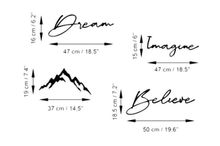Décorations murales Dream Imagine Belive - 4 pièces - Noir