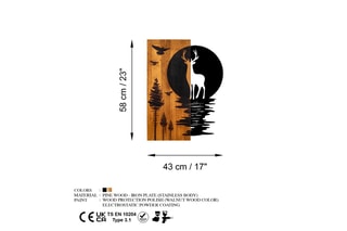 Décoration murale Cerf et forêt - Naturel et noir