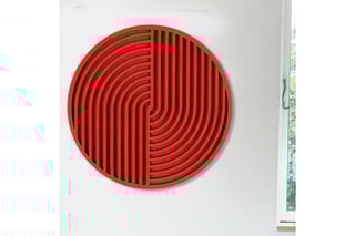 Décoration murale en épicéa - 33 x 33 x 2 cm - Rouge