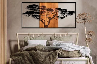 Décoration murale en bois Acacia Tree 328 - Naturel et noir