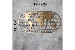 Décoration murale World Map Globe - 60 x 120 cm - Doré