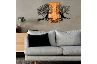 Décoration murale en bois - 92 x 58 x 3 cm - Naturel et noir