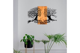 Décoration murale en bois - 92 x 58 x 3 cm - Naturel et noir