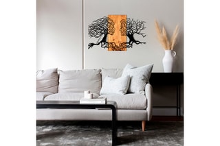 Décoration murale en bois - 92 x 58 x 3 cm - Naturel et noir