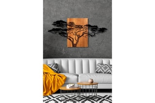 Décoration murale - 144 x 70 cm - Naturel et noir