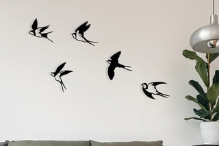 Décoration murale 5 oiseaux - Noir