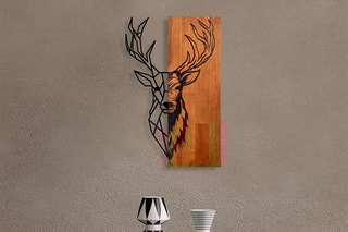 Décoration murale en bois Red Deer 1  - Naturel et noir