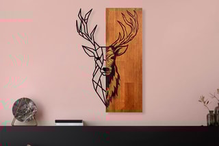 Décoration murale en bois Red Deer 1  - Naturel et noir