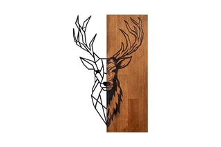 Décoration murale en bois Red Deer 1  - Naturel et noir
