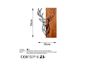 Décoration murale en bois Red Deer 1  - Naturel et noir