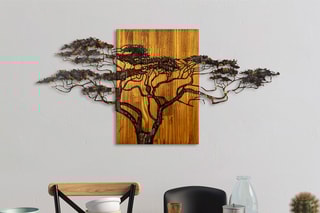 Décoration murale en bois Acacia Tree - Naturel et noir